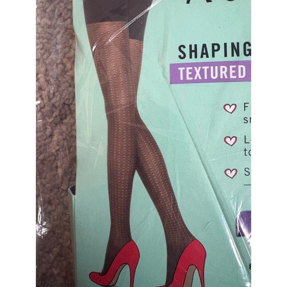 Assets By Spanx Black Textured Wishbone‎ Shaping Tights, Size 5 NWT - Picture 4 of 4
